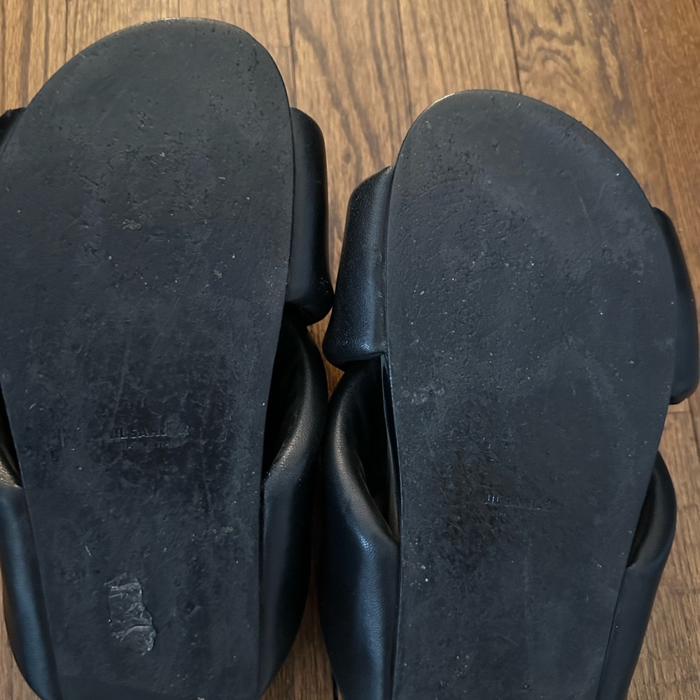 Jil Sander Black Leather Crisscross Slide Sandals - Picture 6 of 7